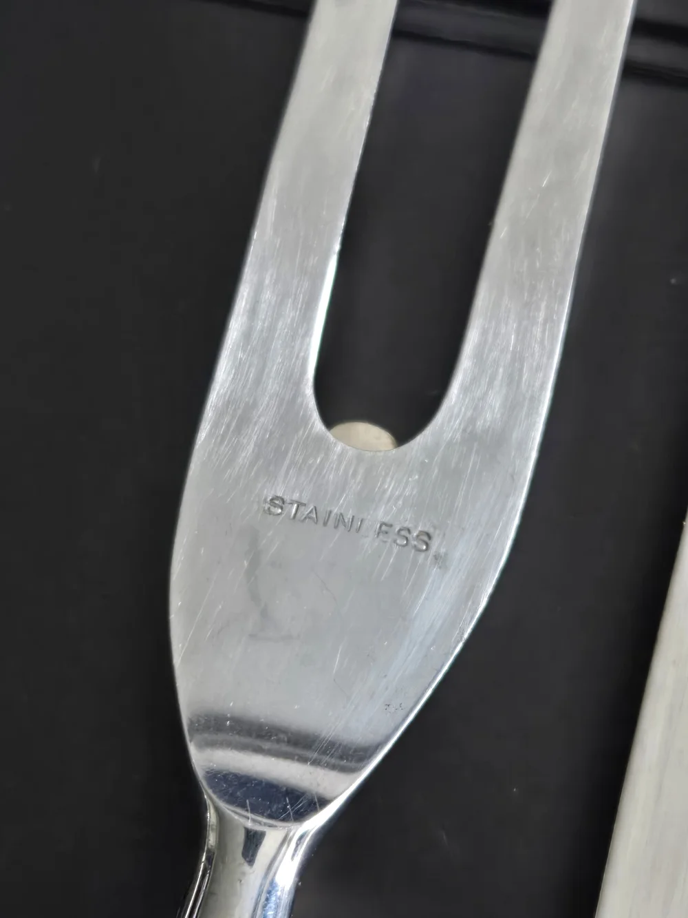 Landers Frary & Clark 3-Piece Roast Carving Set STERLING Silver Bands Celluloid